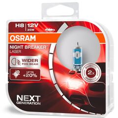 OSRAM Night Breaker Laser H8 35W 3900K комплект 2 шт, Тип лампы: H8, Цветовая температура: 3900 