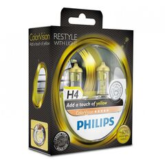 Лампа галогенная Philips H4 ColorVision Yellow, 2шт/блистер 12342CVPYS2 