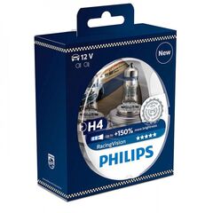  Лампа галогенна Philips H4 RACING VISION +150%, 2 шт блістер 12342RVS2