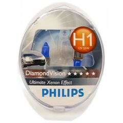  Лампа галогенна Philips H1 Diamond Vision, 5000K, 2шт/блістер 12258DVS2
