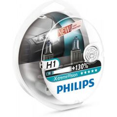 Лампа галогенная Philips H1 X-treme VISION +130%, 3700K, 2шт/блистер 12258XV+S2 
