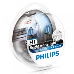 Лампа галогенна Philips H1 Crystal Vision 4300K+W5Wx2 55W 2 шт/блістер 12258CVSM