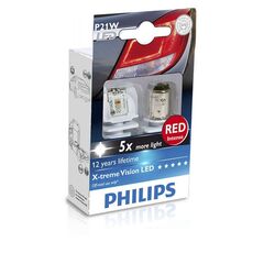 Philips P21W 12898RX2 Red 2W блистер комплект 2 шт 