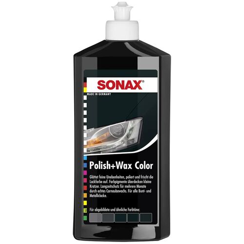 SONAX Polish +Wax Color чорний поліроль тефлон з воском 500 мл, Колір: Чорний, Кількість: 500 мл, зображення 2