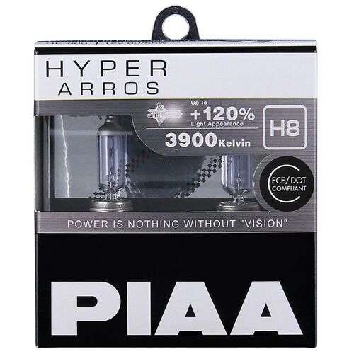PIAA Hyper Arros H8 +120% 35W 3900K комплект 2 шт, Колірна температура: 3900, Тип лампи: H8