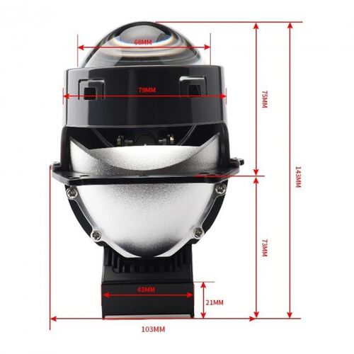 PLUTON BI-LED 3" 60/65W 5500K широкоформатні автомобільні лінзи комплект 2 шт, зображення 4