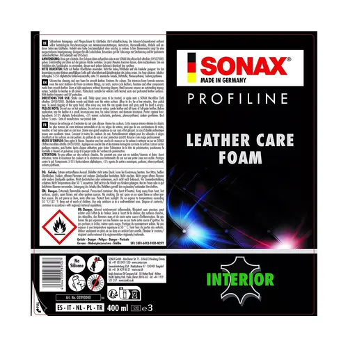 SONAX PROFILINE Leather Care Foam пена для ухода за кожей автомобиля 400 мл , изображение 7