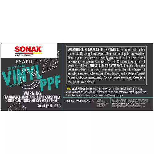SONAX PROFILINE CC VINYL + PPF керамічне захисне покриття для вінилу та плівки в комплекті 50 мл, зображення 3