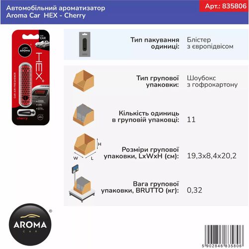 Автомобільний ароматизатор Aroma Car Hex (Cherry), зображення 4