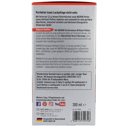 NIGRIN Performance Brillant-Politur Turbo очищаючий поліроль для видалення подряпин та глибокого очищення в наборі 300 мл, зображення 3