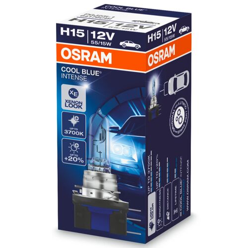 OSRAM Cool Blue Intense H15 55/15W 4200K картон 1 шт, Колірна температура: 4200, Тип лампи: H15