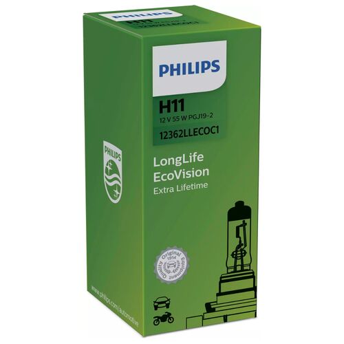 PHILIPS LongLife EcoVision 4x H11 55W 3100K картон 1 шт