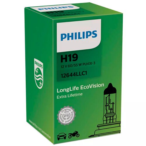 PHILIPS LongLife EcoVision 4x H19 60/55W 3100K (картон) 1 шт
