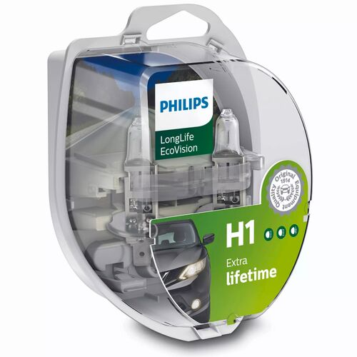 PHILIPS LongLife EcoVision 4x H1 55W 3100K комплект 2 шт