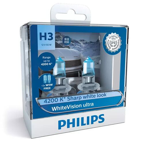 PHILIPS WhiteVision ultra +60% H3 55W 3900K комплект 2 шт