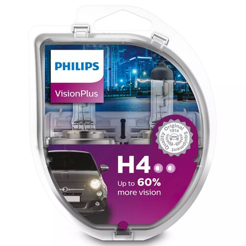 PHILIPS VisionPlus +60% H4 60/55W 3200K комплект 2 шт, зображення 2