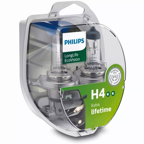 PHILIPS LongLife EcoVision 4x H4 60/55W 3100K комплект 2 шт
