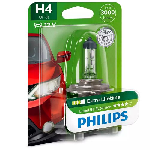 PHILIPS LongLife EcoVision 4x H4 60/55W 3100K (блистер) 1 шт