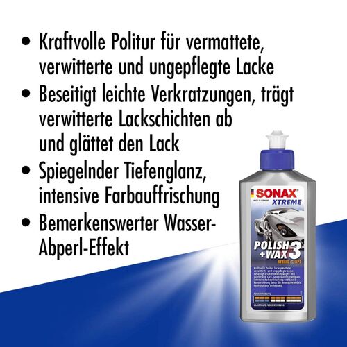 SONAX XTREME Polish + Wax 3 Hybrid NPT очищаючий поліроль з воском 250 мл, Кількість: 250 мл, зображення 6