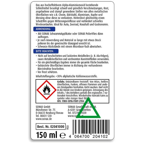 SONAX XTREME Metal Polish поліроль для металів 150 мл, зображення 4