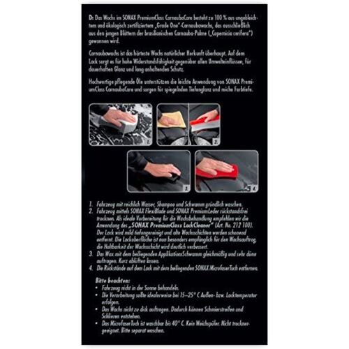 SONAX PREMIUM CLASS Carnauba Care твердый воск карнауба в премиум наборе 200 мл , изображение 7