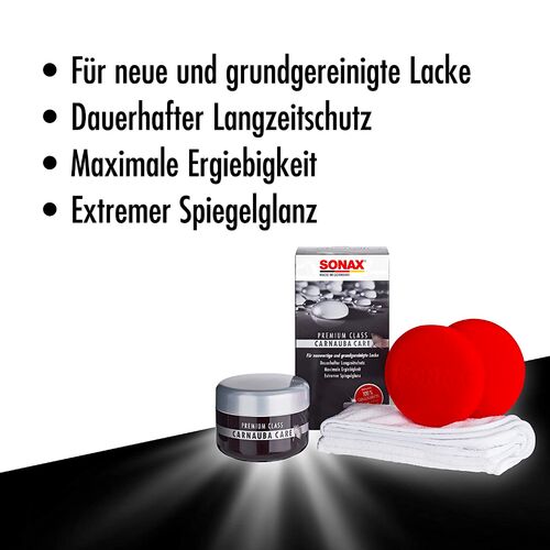 SONAX PREMIUM CLASS Carnauba Care твердый воск карнауба в премиум наборе 200 мл , изображение 8