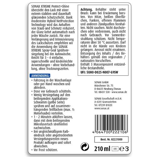 SONAX XTREME Protect + Shine Hybrid NPT захист та блиск для кузова на 5 місяців 210 мл, зображення 8