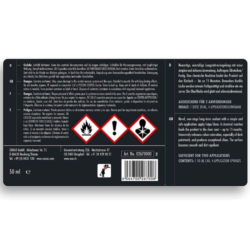 SONAX PROFILINE CC One Hybrid Coating однокрокове керамічне захисне покриття для автомобіля 50 мл, зображення 10