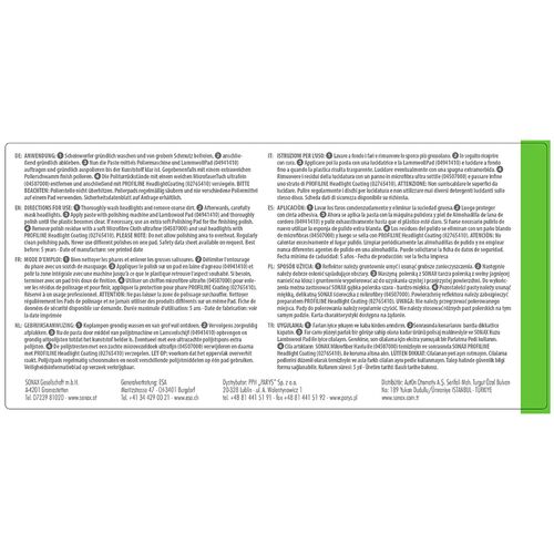 SONAX PROFILINE Headlight Polish поліроль для фар 250 мл, зображення 3