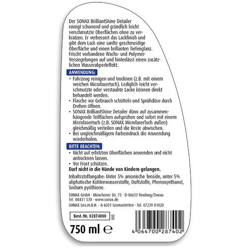 SONAX XTREME Brilliant Shine Detailer швидкий детейлер з блиском 750 мл, зображення 7