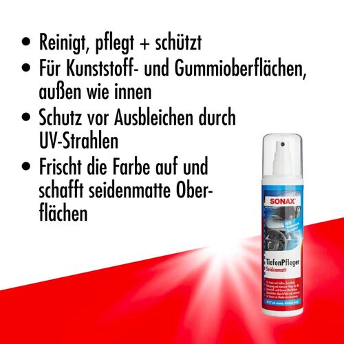 SONAX TiefenPfleger Seidenmatt поліроль для пластику та гуми з матовим ефектом 300 мл, зображення 7