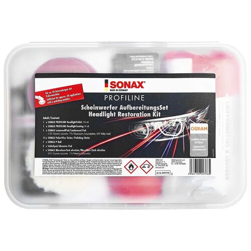 SONAX PROFILINE Headlight Restoration Kit набір для реставрації та захисту пластикових фар 325 мл, зображення 2
