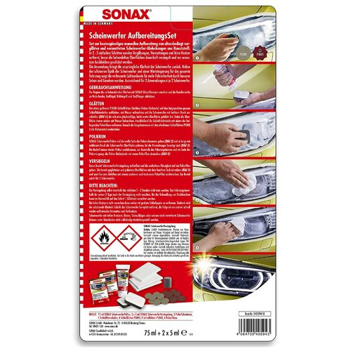 SONAX Headlight Restoration Kit набір для реставрації та захисту пластикових фар 89 мл, зображення 8