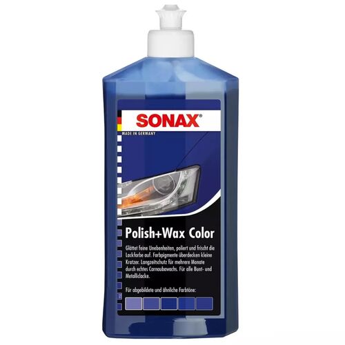 SONAX Polish +Wax Color синий полироль тефлон с воском 250 мл, Цвет: Синий, Количество: 250 мл 