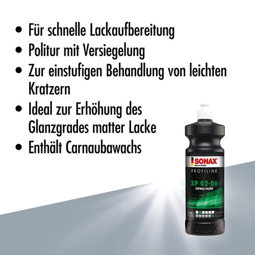 SONAX PROFILINE Express Polish XP 02-06 однокрокова паста для полірування кузова 1 л, зображення 10