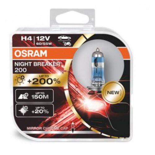 Лампа галогенна OSRAM 64193NB200 H4 Night Breaker LASER NB +200% 60/55W 12V P43T HardDuopet, зображення 5