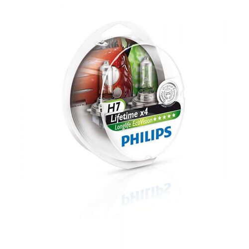  Лампа галогенна Philips H7 LongLife EcoVision, 2шт/блістер 12972LLECOS2