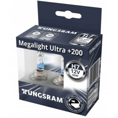 Лампа галогенна Tungsram H7 55W 12V (2 шт./пластикбокс) Megalight Ultra +200% 58520XHU