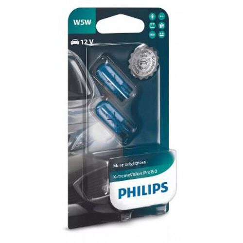 Лампа галогенна Philips W5W X-treme Vision Pro150 +150% 12V W2.1X9.5d 12961XVPB2