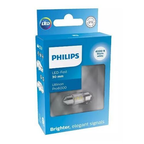 Philips Ultinon Pro6000 C5W 11860WU60X1 White 4000K блістер комплект 1 шт
