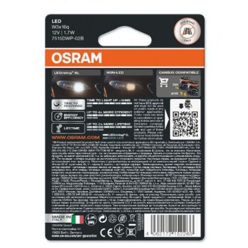 Osram LEDriving 7515DWP-02B W21/5W 6000K комплект 2 шт, зображення 2