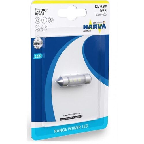 Narva 180064000 С5W 12V SV8.5 10.5x38 6000K 0,6W блістер комплект 1 шт