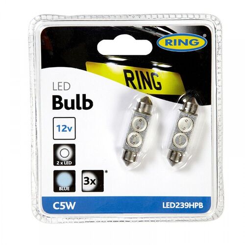 RING High Power C5W Blue LED239HPB 7702 38мм блістер комплект 2 шт