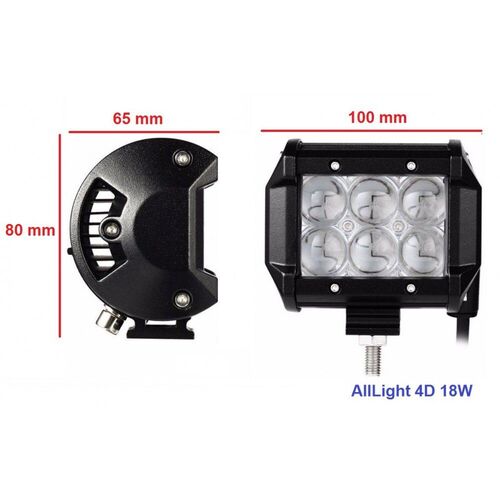 Світлодіодна фара AllLight 4D-18W 6 chip cree spot 9-30V (дальнє світло)