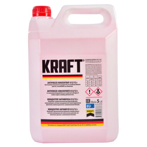 KRAFT G12 концентрат антифриза красный 5 л, Цвет: Красный, Количество: 5 л 
