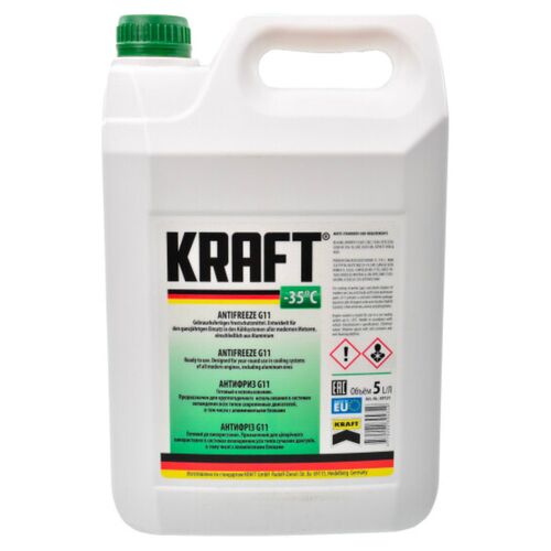 KRAFT G11 антифриз зеленый 5 л, Цвет: Зеленый, Количество: 5 л 