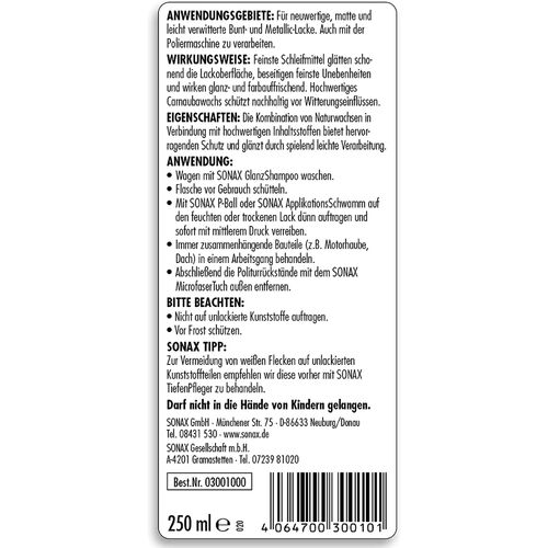 SONAX Auto Politur фінішна поліроль з с воском для авто 250 мл, Кількість: 250 мл, зображення 7