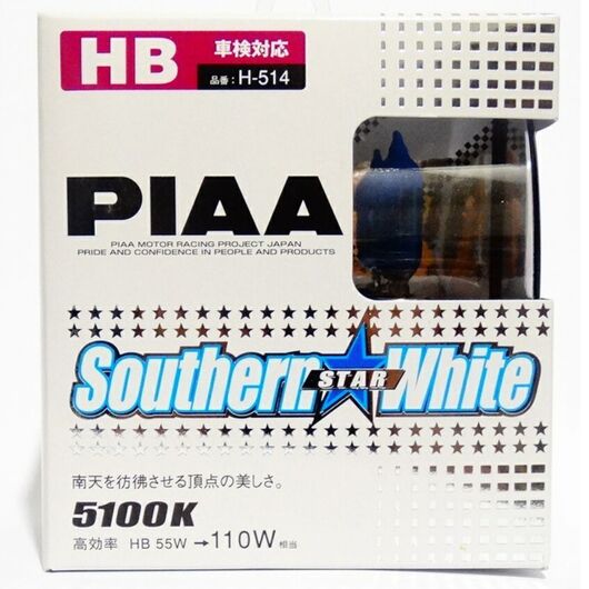 PIAA Southern Star White HB3 55W 5100K комплект 2 шт, Тип лампы: HB3, Цветовая температура: 5100 