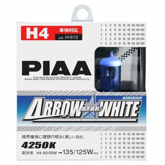 PIAA Arrow Star White H4 55W 4150K комплект 2 шт, Тип лампи: H4, Колірна температура: 4150