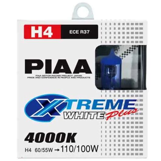 PIAA Xtreme White Plus H4 55W 4000K комплект 2 шт, Тип лампы: H4, Цветовая температура: 4000 